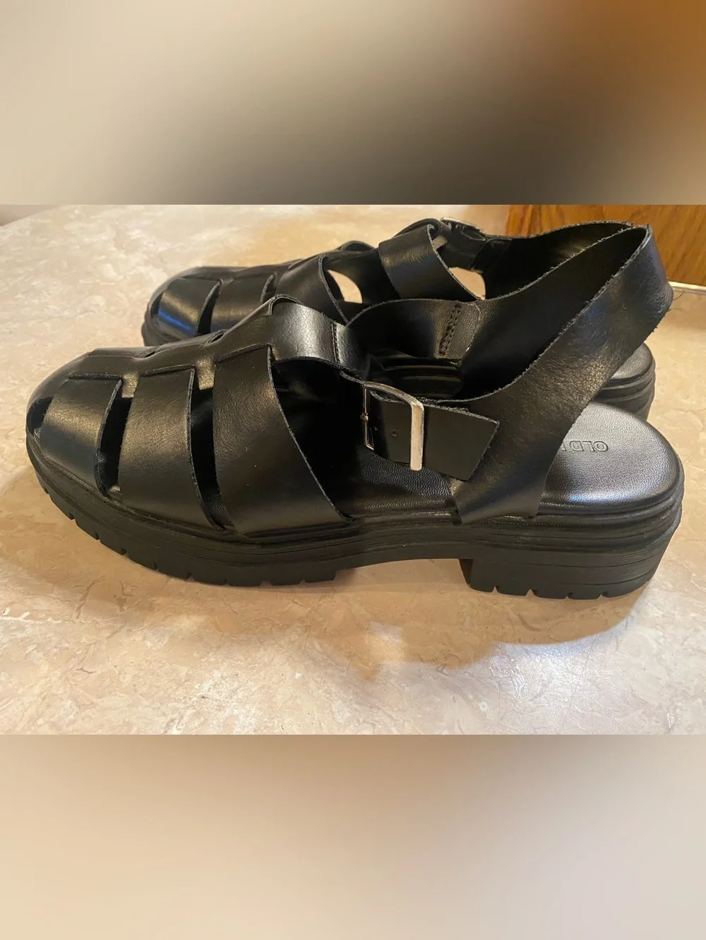Old Navy Black Woven Slingback Sandals with Buckle